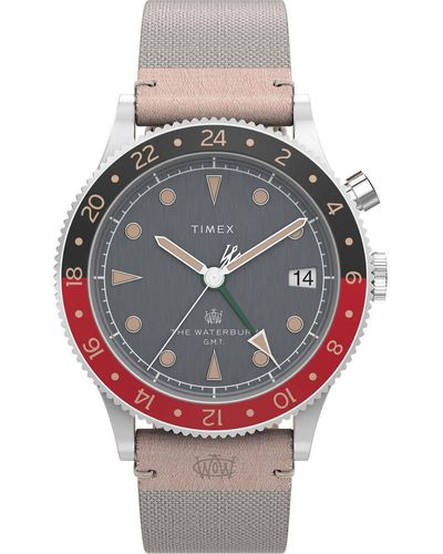 Timex White Strap Black Dial Stainless Steel - Gray