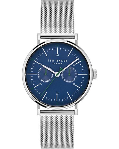 Ted Baker Phylipa Gents Silver Mesh Band Bracelet Watch - Blue