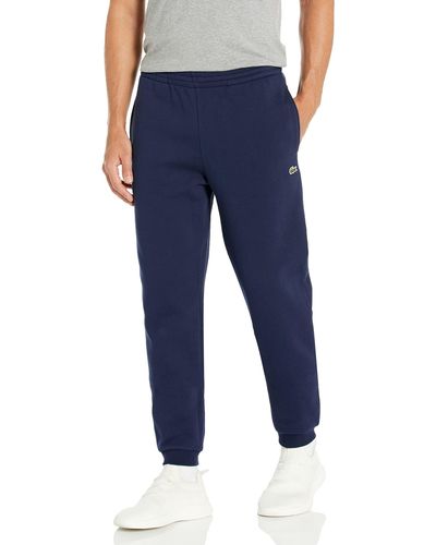 Lacoste Essentials Fleece Sweatpants With Ribbed Ankle Opening - Blue