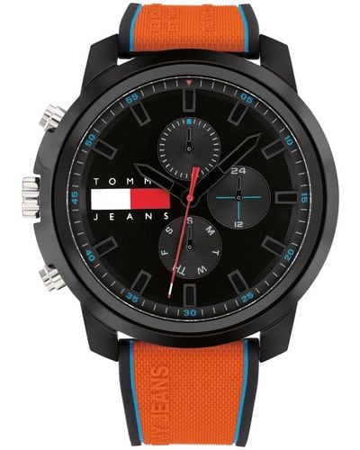 Tommy Hilfiger Sporty Silicone Wristwatch - Multifunction Dial For - Orange