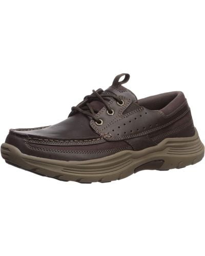 Skechers Mens Expended-menson Leather Lace Up Boat Shoe - Black