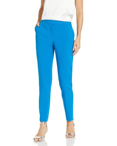 Vince Camuto Textured Twill Front Zip Ankle Pant - Blue