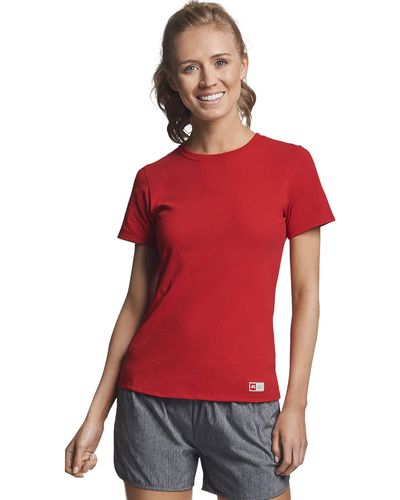 Russell Womens Cotton Performance T-shirts T Shirt - Red