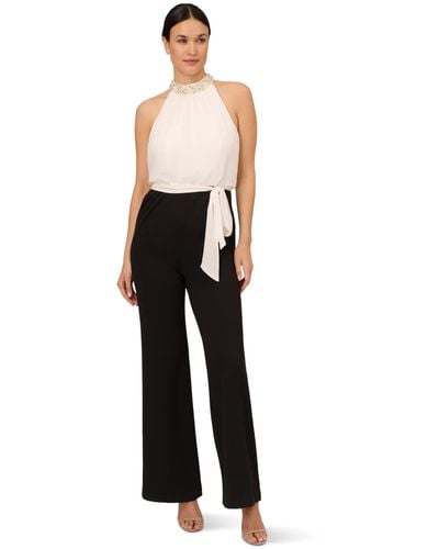Adrianna Papell Pearl Chiffon Crepe Jumpsuit - White