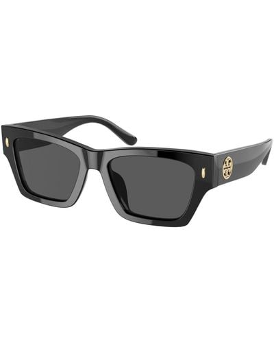 Tory Burch Ty7169u Universal Fit Rectangular Sunglasses - Black