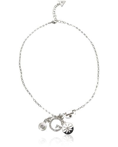 Guess "basic" Silver Pave G Linear Y-shaped Necklace - Metallic