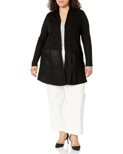 Anne Klein Plus Size Long Cardigan W/waist Seam-anne Black