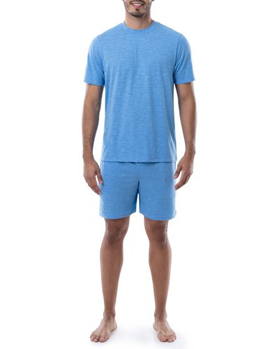 Izod Poly Cotton Jersey Sleep Shirt And Shorts Pajama Set - Blue