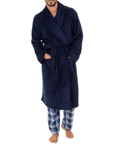 Izod Comfort-soft Fleece Robe - Blue