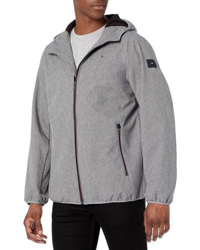 Tommy Hilfiger Big & Tall Hooded Performance Soft Shell Jacket - Gray