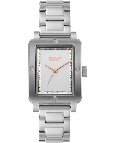 DKNY City Rivet Quartz Stainless Steel Three-hand Dress Watch - Metallic