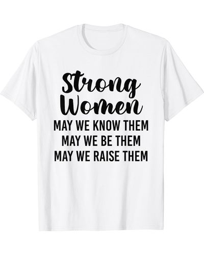 Perry Ellis Strong Women May We Know Them May We Be Them May We Raise T-shirt - White