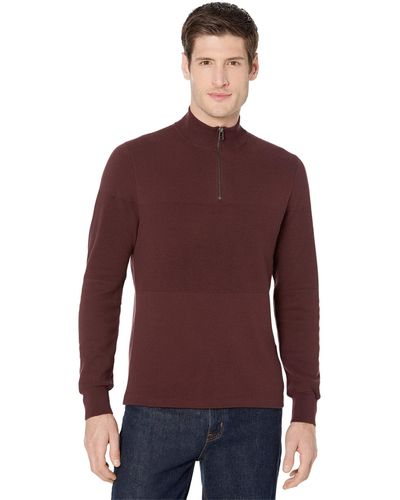 Dockers Regular Fit Long Sleeve Quarter Zip Sweater - Red