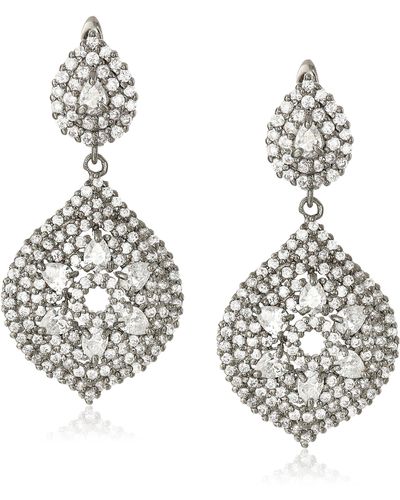 Nina Yazlyn Cubic Zirconia Lace Lantern Shaped Drop Earrings - Metallic