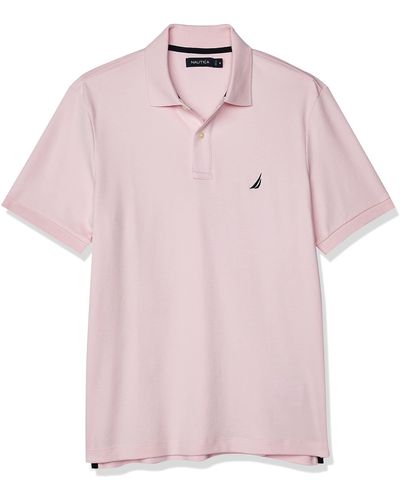 Nautica Short Sleeve Solid Interlock Polo - Pink