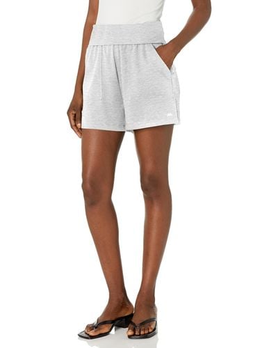 Andrew Marc Mid Thigh Length Relaxed Fit Standard Rise Fold-over Waistband Lounge Short - White