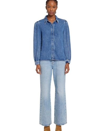 7 For All Mankind S Puffed Long-sleeve Shirt - Blue