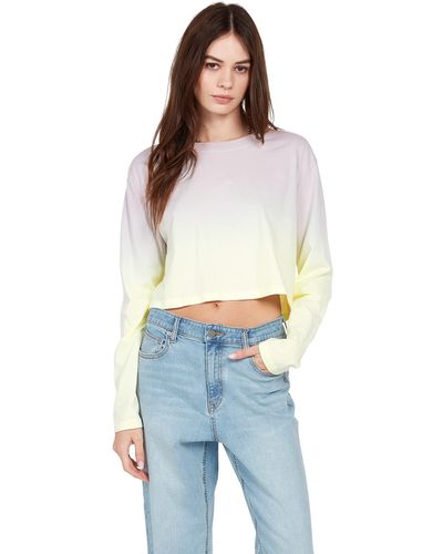 Volcom Galactic Stone Cropped Boyfriend Long Sleeve Tee - Blue