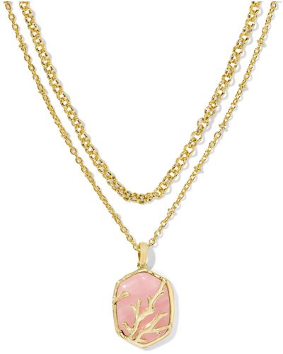 Kendra Scott , S, Daphne Coral Frame Multi Strand Necklace, Gold Rose Quartz, One Size - Metallic
