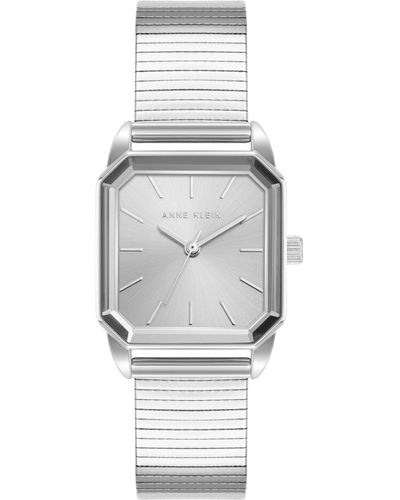 Anne Klein Striped Mesh Bracelet Watch - Gray
