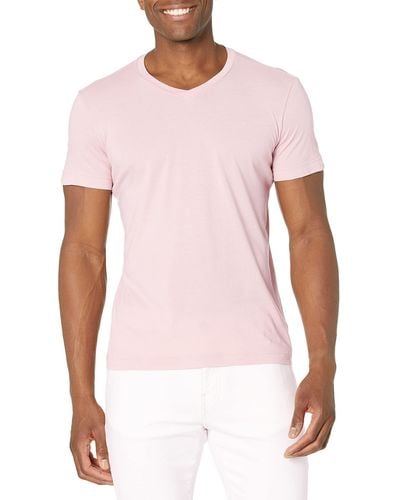Velvet By Graham & Spencer Samsen V Neck Short Sleeve Shirt - Pink