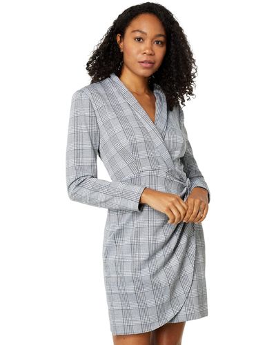 Donna Morgan Long Sleeve Collar Neck Office Workwear Dress - Gray