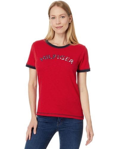 Tommy Hilfiger Logo Americana Short Sleeve T-shirt - Red