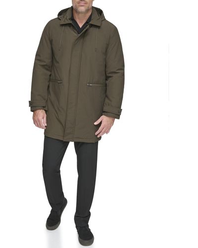 Andrew Marc Mac Style Jacket With A Removable Hood And Back Vent Adjustable Cuff Tab With Snap Closure - Green