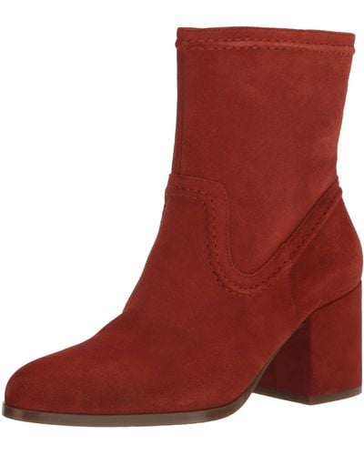 Vince Camuto Pailey Block Heel Boot Mid Calf - Red
