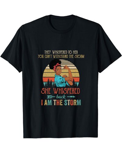 Perry Ellis She Whispered Back I Am The Storm Black Strong Vintage T-shirt