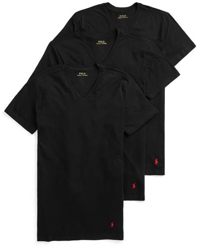 Polo Ralph Lauren Underwear 3 Pack Slim Fit V Neck Tees - Black