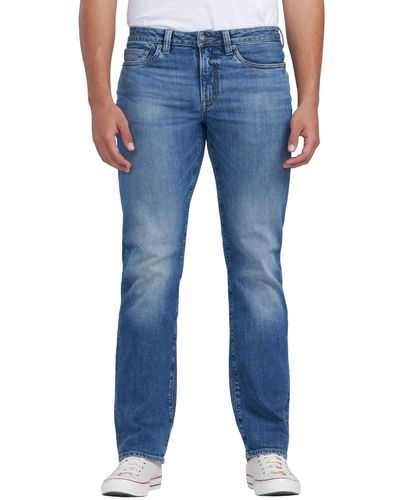 Buffalo David Bitton Relaxed Straight Leg Driven Jean With Stretch Fabric - Blue