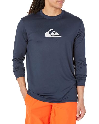 Quiksilver Standard Solid Streak Ls Long Sleeve Surf Tee Rashguard - Blue