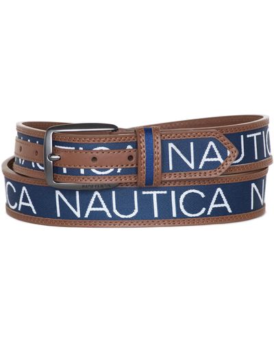 Nautica Logo Ribbon And Leather Belt - Blue