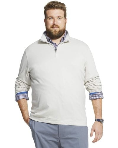 Geoffrey Beene Big & Tall Big Long Sleeve Stretch Twill 1/4 Zip Pullover - Gray