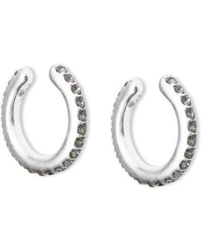 Lucky Brand Pave Cuff Earrings,silver,one Size - Metallic