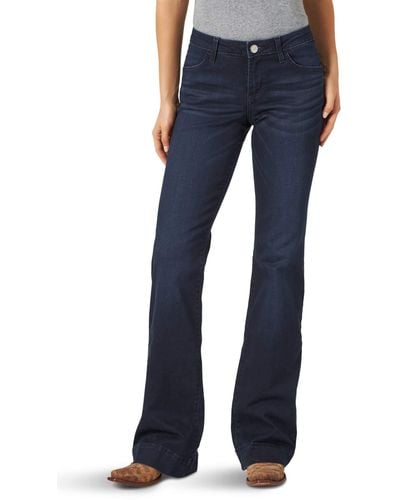Wrangler Womens Retro Mae Plus Size Mid Rise Stretch Boot Cut Jeans - Blue