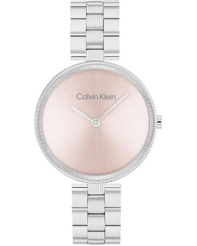 Calvin Klein 2h Quartz Watch Stainless Steel - Water Resistant 3 Atm/30 Meters - A Timeless Elegance For Her Everyday Lifestyle - 32 - White