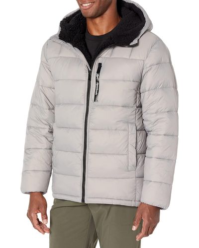 Reebok Sherpa Lined Heavy Puffer Jacket - Gray