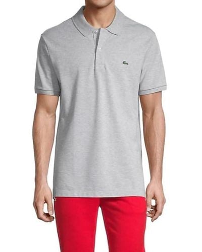 Lacoste Contemporary Collection's Short Sleeve Regular Fit Petit Pique Graphic Polo Shirt - Gray