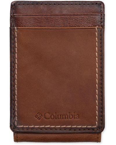 Columbia Slim Burnished Magnetic Front Pocket Wallet - Brown