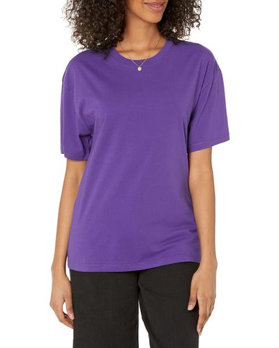 The Drop Lydia Loose Short Sleeve Drop Shoulder Jersey T-shirt - Purple