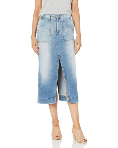 AG Jeans Lana Denim Workwear Midi Length Skirt - Blue