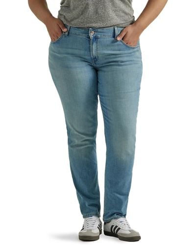 Lee Jeans Plus Size Legendary Mid Rise Straight Leg Jean Anchor 22 Plus Petite - Blue
