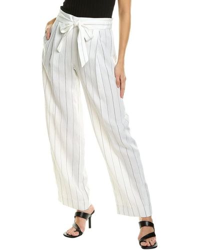 Vince S Soft Stripe Belted Pull On Casual Pants - White