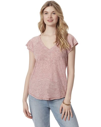 Jessica Simpson Gracie Flutter Sleeve Tee Shirt - Pink