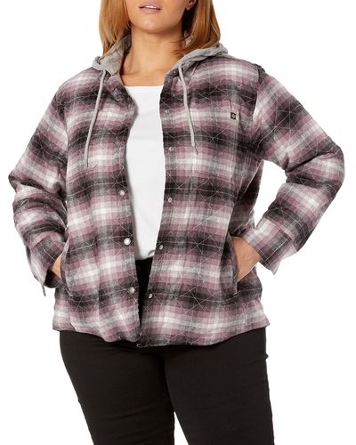 Dickies Size 's Plus Flannel Hooded Shirt Jacket - Gray