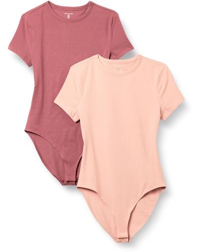 Amazon Essentials Body t-Shirt Coupe Slim en Jersey de Coton Extensible - Rose