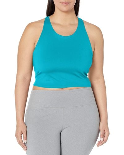Champion , , Moisture Wicking, Anti Odor, Crop Top For , Rockin Teal Ribbed, X-large - Blue