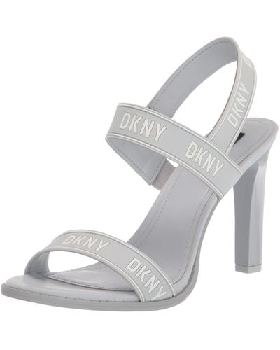 DKNY Open Toe Logo Fashion Pump Heel Heeled Sandal - Gray